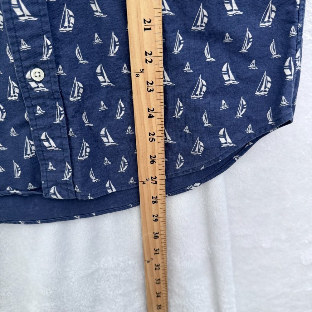 Ralph Lauren Shirt Mens M Blue Slim Fit Sailboat Geometric Oxford Button Down - Picture 5 of 6